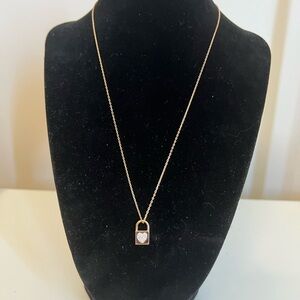 Diamonique Sterling Silver Heart Lock Pendant Necklace in Rose Gold
